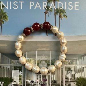 Freshwater / Fresh Water Pearl and Amber Stone Bracelet